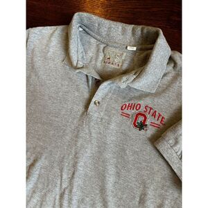Ohio State Buckeyes Vintage Y2K Embroidered Polo Shirt Mens‎ Large Gray Red